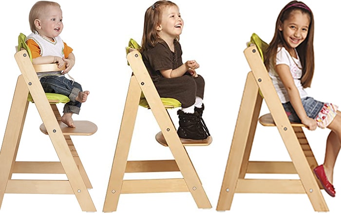 Chaise haute Montessori évolutive en bois naturel pour bébé de Roba